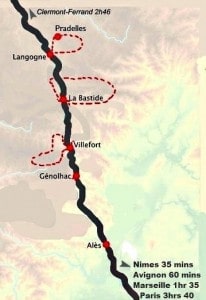 France on Foot and by Rail - tour map