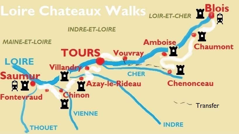 loire valley map chateau Loire Chateaux Walks Loire Heritage Walking Tour Enlightened loire valley map chateau