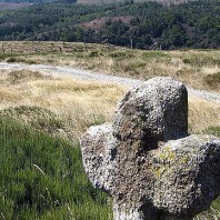 Ancient stone cross - Hiking in France along the Regordane Way